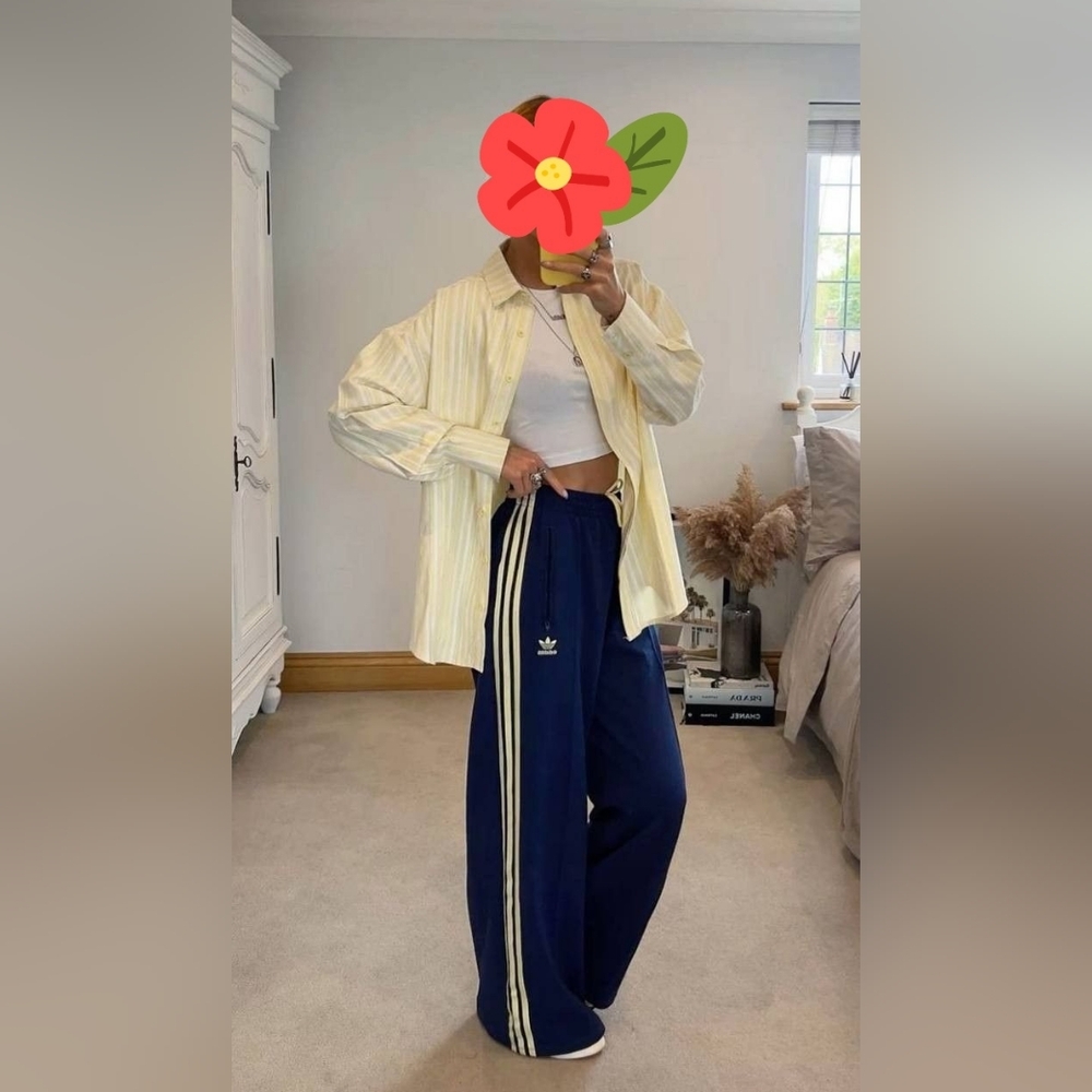Adidas Blue Track Pants with Yellow Stripes - Picture 2 of 5